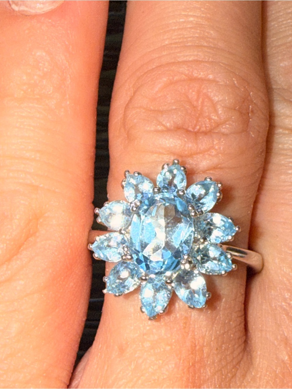 Matching Natural Blue Topaz Flower Pendant and Ring 
Set Sz7 - Picture 10 of 17